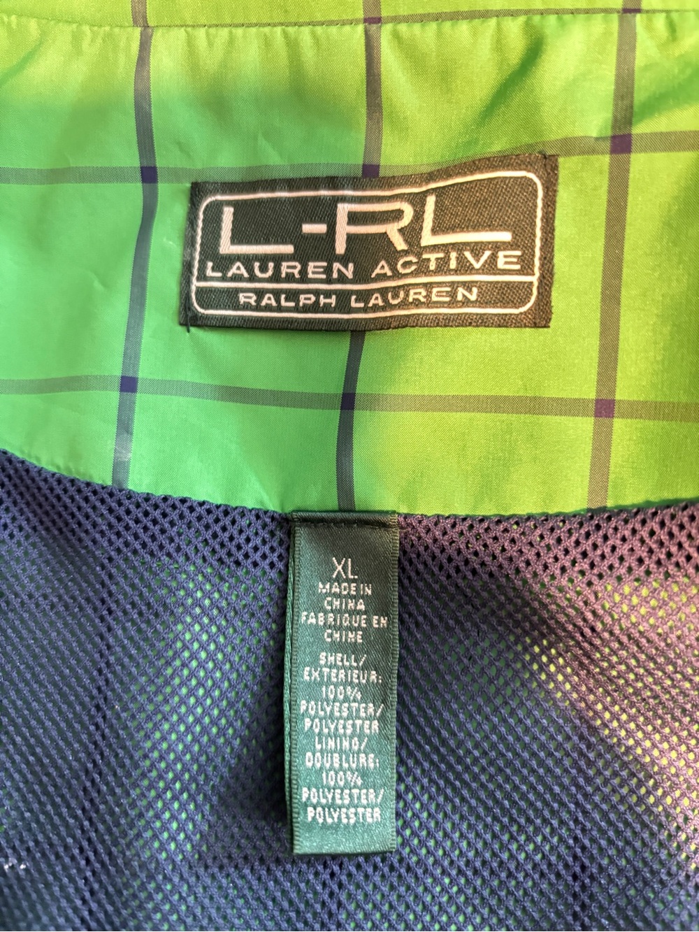Ralph Lauren Green Plaid Active Jacket with Navy Trim - Picture 7 of 9